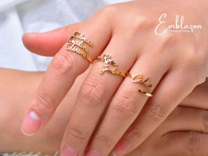 Custom One, Two and Three Names Adjustable Ring